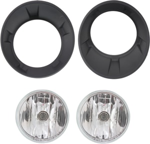 Fog Light Assembly for Chevrolet Camaro 2010-2013, Right Passenger and Left Driver, 4-Piece Kit, Halogen, includes Fog Light Trim, Replacement