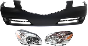 Front Bumper Cover for Buick Lucerne 2009-2011, Primed (Ready to Paint), 3-Piece Kit, with Headlights, Replacement