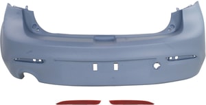 Rear Bumper Cover Kit for Mazda Mazda 3 Hatchback 2011-2013, Primed (Ready to Paint), 3-Piece Set with Bumper Reflectors, Replacement
