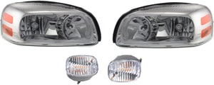 Headlight Assembly with Turn Signal Lights for Buick Montana/Uplander 2005-2009, Right Passenger and Left Driver, Halogen, 4-Piece kit, Replacement