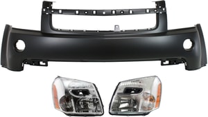 Headlight Assembly for 2007-2009 Chevrolet Equinox, Right Passenger and Left Driver, 3-Piece Halogen Kit with Bumper Cover, Replacement