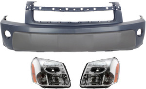 Headlight Assembly for 2005-2006 Chevrolet Equinox, Right Passenger and Left Driver, Halogen, 3-Piece Kit with Bumper Cover, Replacement