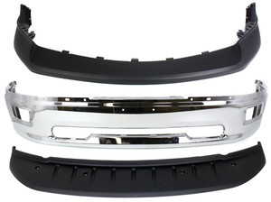 Front Bumper Cover for Dodge Ram Full Size Pickup 2009-2012, Upper, Textured 3-Piece Kit with Air DamBumper, Replacement