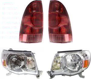 Tail Light and Headlight Kit for Toyota Tacoma 2005-2008, Right Passenger and Left Driver, 4-Piece Replacement