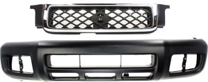 Grille and Bumper Cover Kit for 1999-2004 Nissan Pathfinder, 2-Piece Replacement Set
