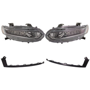 Headlight Assembly Kit for 2018-2021 Honda Accord Sedan, EX/EX-L/LX/Sport Models, Right Passenger and Left Driver, 4-Piece with Halogen and Bumper Trim Replacement