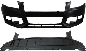 Front Bumper Cover for Audi A4/A4 Quattro 2009-2012, 2-Piece Kit with Valance, Replacement