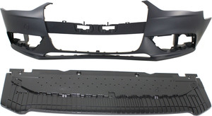 Front Bumper Cover for Audi A4/A4 Quattro 2013-2016, 2-Piece Kit with Valance, Replacement