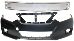 Front Bumper Cover Kit for 2016-2018 Nissan Altima, Primed (Ready to Paint), 2-Piece Set with Bumper Reinforcement, Replacement