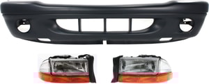 Headlight Assembly Kit for 2001-2002 Dodge Dakota/Durango, Right Passenger and Left Driver, Halogen, 3-Piece with Bumper Cover, Replacement