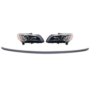 Headlight Assembly Kit for 2015-2017 Hyundai Sonata, Right Passenger and Left Driver, 3-Piece with Halogen, Daytime Running Light, Inclusive of Bumper Trim, Replacement
