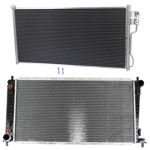 Radiator Kit for Ford Expedition 1997-2002, Navigator 1998-2002 with Aluminum Core, 8 Cylinder, 5.4L Engine, and Air Conditioning Condenser Replacement