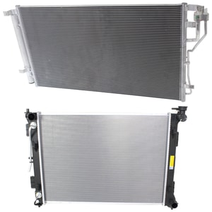 Aluminum Core Radiator Kit for 2016-2018 KIA Optima with Air Conditioning Condenser, 4 Cylinder, 2.4L Engine, 1-Row Core - Replacement