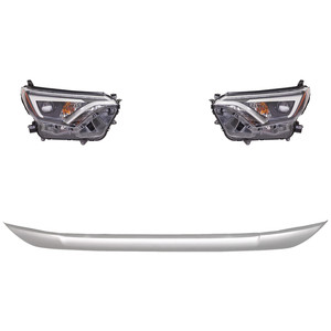 Headlight Assembly Kit for 2016 Toyota RAV4, Includes Right Passenger and Left Driver LED Headlights, 4-Piece with Bumper Trim, Replacement