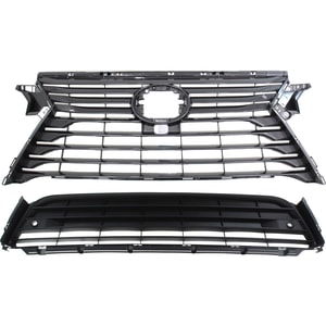 Grille Assembly for Lexus RX350/RX450H 2016-2018, 2-Piece Kit, Upper and Lower, Includes Bumper Grille, Excludes F Sport Package, Suitable for RX350, Canadian Manufactured, Replacement