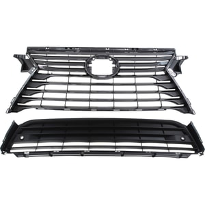 Grille Assembly Kit for 2016-2018 Lexus RX350/RX450H, 2-Piece Upper and Lower with Bumper Grille, Excluding F Sport Pkg, For RX350, Canada Built Models, Replacement