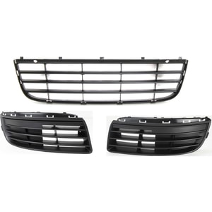Front Fog Light Cover for 2005-2010 Volkswagen Jetta, Right Passenger and Left Driver Side, 3-Piece Kit with Bumper Grille, Replacement