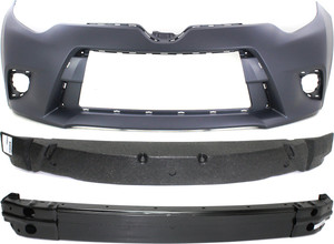 Front Bumper Cover for 2014-2016 Toyota Corolla, 3-Piece Kit with Bumper Absorber and Bumper Reinforcement, Replacement