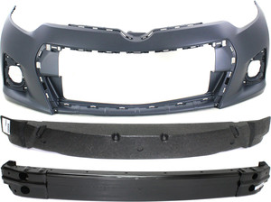Front Bumper Cover for Toyota Corolla 2014-2016, 3-Piece Kit with Bumper Absorber and Bumper Reinforcement, Replacement