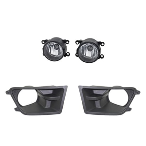 7-Piece Headlight Kit for Toyota RAV4 2016-2018, Right Passenger and Left Driver, Lens and Housing, Halogen, with Bumper Grille, Fog Light Cover, and Grille Assembly, Replacement