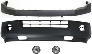 Front Bumper Cover for Ford Expedition 2007-2014, Upper and Lower, 4-Piece Kit with Fog Lights, Replacement