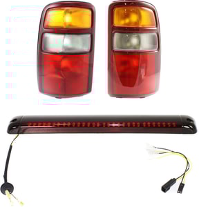 Tail Light Kit for CHEVROLET Tahoe 2000-2003, Right Passenger and Left Driver, 3-Piece with Third Brake Light, Replacement