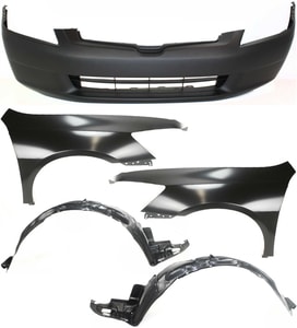 Front Fender Kit for 2003-2005 Honda Accord, Right Passenger and Left Driver, 5-Piece Includes Bumper Cover and Fender Liner, Replacement