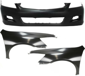 Front Bumper Cover for 2006-2007 Honda Accord, 3-Piece Kit with Fender, Sedan - Auto Part Replacement
