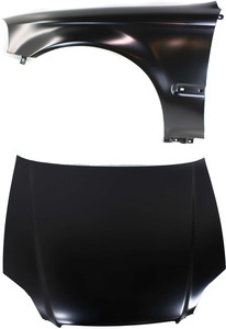 Hood Panel and Fender Kit for 1996-1998 Honda Civic, 2-Piece Set, Replacement