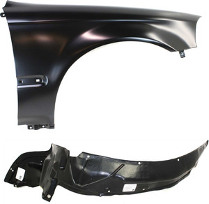 Front Fender Set for 1996-1998 Honda Civic, Includes Right Passenger Fender with Fender Liner, 2-Piece Replacement