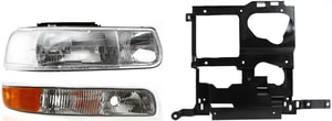 Headlight Assembly Kit for Chevrolet Silverado 1500/2500 1999-2002/Tahoe 2000-2006, Right Passenger, Halogen, 3-Piece with Headlight Bracket and Parking Light Replacement