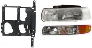 Headlight Assembly Kit for Chevrolet Silverado 1500/2500 (1999-2002), Tahoe (2000-2006) - Left Driver Side, Halogen, 3-Piece Kit with Headlight Bracket and Parking Light, Replacement