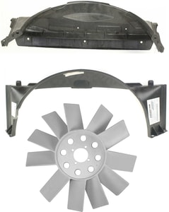 Fan Blade Kit for Chevrolet Blazer 1996-2005, Includes Upper and Lower Fan Blades and Shrouds, 3-Piece Replacement Set
