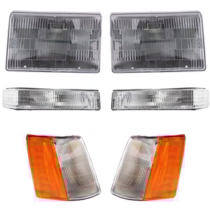 Headlight Assembly Set for Jeep Grand Cherokee (1997-1998), Right Passenger and Left Driver, Halogen, 6-Piece Kit with Corner Lights and Turn Signal Lights, Replacement