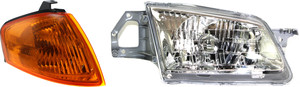 Headlight with Bulb and Corner Light for 1999-2000 Mazda Protege, Right Passenger, 2-Piece kit, Replacement