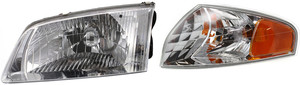 Headlight Assembly for 2000-2002 Mazda Mazda 626, Left Driver Side, Halogen, 2-Piece Kit, with Corner Light, For ES/LX Models, Replacement