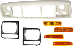 7-Piece Header Panel Kit for 1997-2001 Jeep Cherokee with Headlight Doors, Side Markers and Turn Signal Lights, Replacement