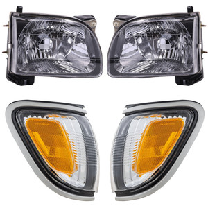 Headlight Assembly Kit for Toyota Tacoma 2001-2004, Right Passenger and Left Driver Halogen Lights, 4-Piece Kit with Corner Lights, Replacement