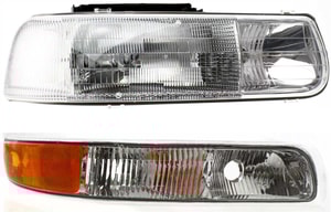 Headlight Assembly Kit for Chevrolet Silverado 1500/2500 (1999-2002) and Tahoe (2000-2006), Right Passenger Side, 2-Piece Kit with Parking Light, Halogen, Replacement