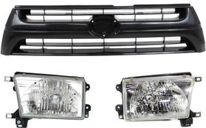 3-Piece Grille Kit with Headlights for 2001-2002 Toyota 4Runner, Replacement Auto Part Kit