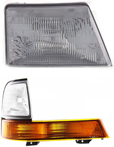 Headlight Assembly for Ford Ranger 1998-2000 Right Passenger Side, Halogen, 2-Piece Kit with Corner Light, Replacement