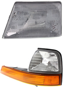 Headlight Assembly Kit for Ford Ranger 1998-2000, Left Driver Side, includes Halogen Headlight and Corner Light, 2-Piece Set, Replacement