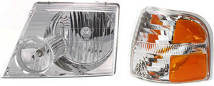 Headlight Assembly for Ford Explorer 2002-2004, Left Driver Side, Halogen, 2-Piece kit with Corner Light, Replacement