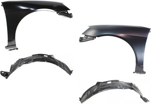 Front Fender Kit for 2001-2003 Honda Civic, 4-Piece Set with Right Passenger and Left Driver Fenders and Liners, Replacement