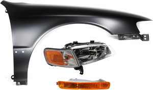 Headlight Assembly Kit for Honda Accord 1996-1997, Right Passenger Side, Halogen, 3-Piece Kit with Fender and Turn Signal Light, Replacement