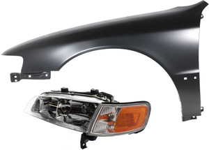 Headlight Assembly for 1994-1997 Honda Accord, Left Driver Halogen Light, 2-Piece Kit with Fender, Replacement