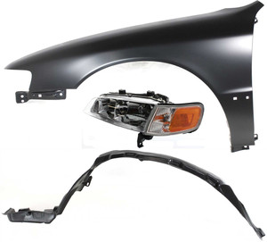 Headlight Assembly for Honda Accord 1994-1997, Left Driver, Halogen, 3-Piece Kit with Fender and Fender Liner, Replacement