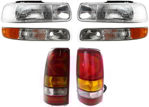 Tail Light for Chevrolet Silverado 1999-2002, Right Passenger and Left Driver 6-Piece Kit with Headlight and Parking Light Replacement
