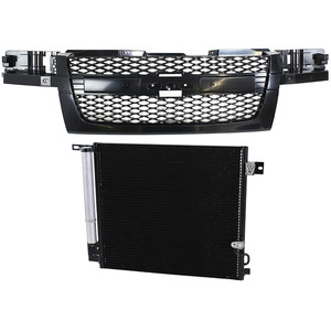 Grille Kit for 2009-2012 Chevrolet Colorado, 2-Piece Design, Mesh Insert, Textured Dark Gray Shell and Insert, Without Center Bar, Compatible with A/C Condenser, Replacement
