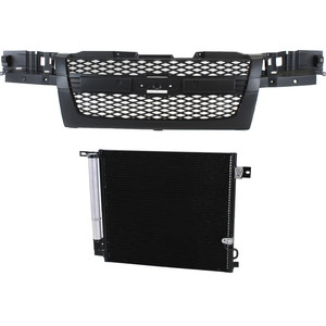 2-Piece Mesh Insert Grille Kit for 2009-2012 Chevrolet Colorado, Paintable Shell and Insert Design without Center Bar, with A/C Condenser Replacement